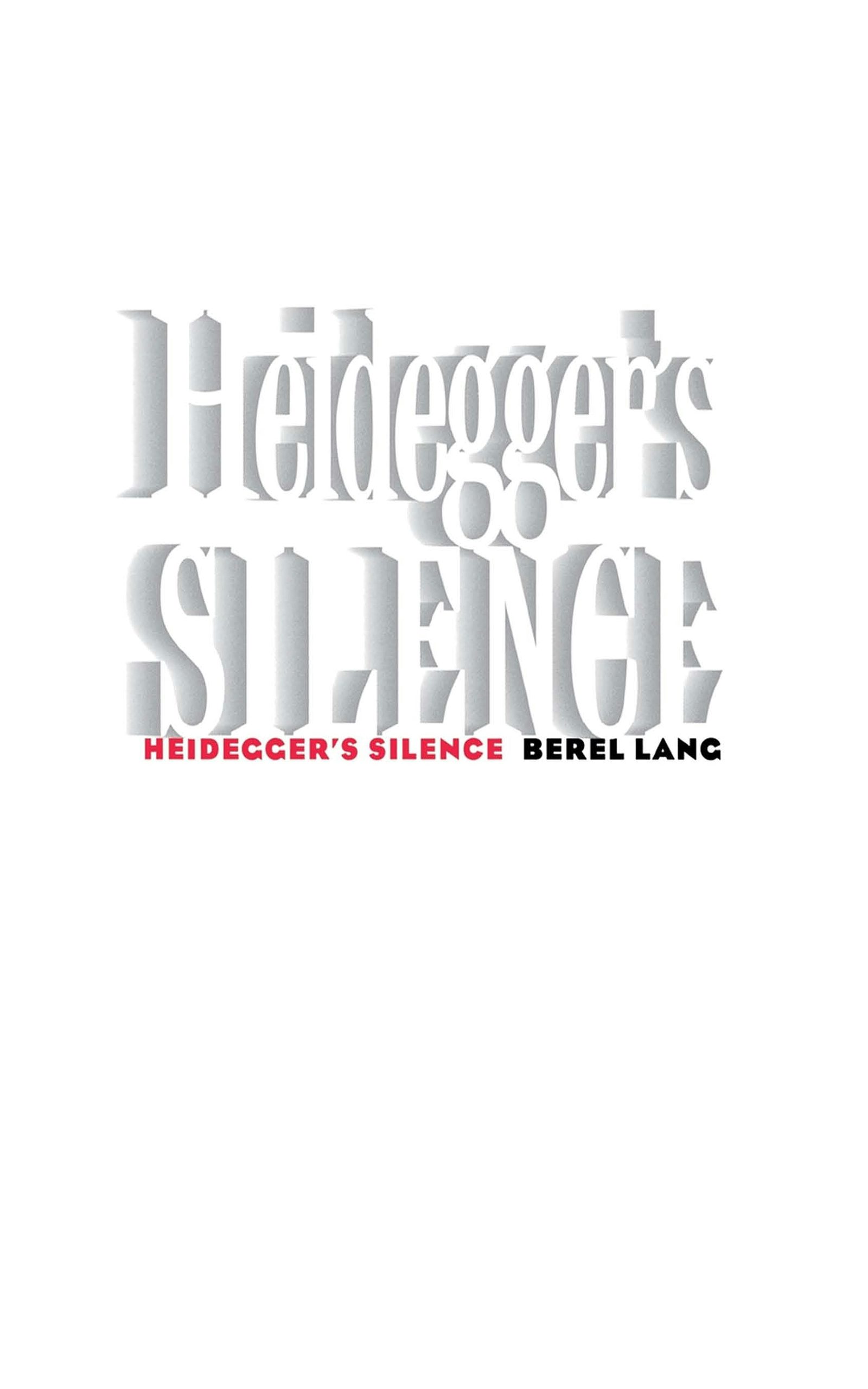 Heidegger's Silence by Berel Lang | Hardcover | Cornell University